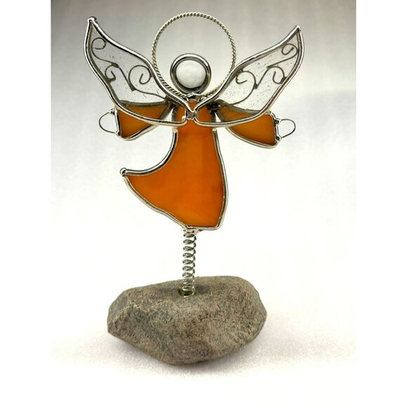 Stained Glass Angel Figurine Spring Rock Base Inspirational Quote 8" - Picture 4 of 4